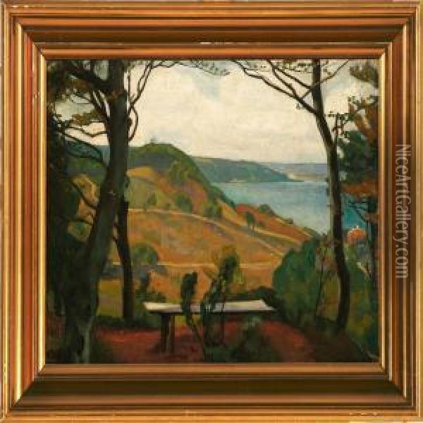 Overlooking Munkebjerg Hill In Vejle Oil Painting - Einar, Lili Elbe Wegener